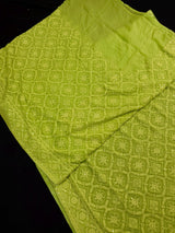 Parrot Green Color Pure Georgette Saree with Chikankari and Sequin | Parrot Green Color Saree | Chikankari Sarees | Party Wear Sarees