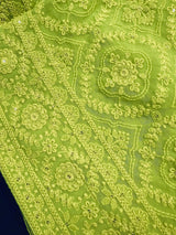 Parrot Green Color Pure Georgette Saree with Chikankari and Sequin | Parrot Green Color Saree | Chikankari Sarees | Party Wear Sarees