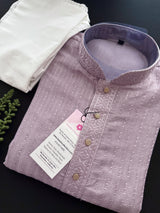 Pastel Lavender Color Emberiodery Kurta for Men | Men Emberiodery Kurtas for Parties and Weddings | Perfect Gift for Him