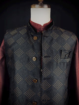 Black Color Modi Nehru Jacket For Men in Raw Silk | Jackets for Kurtas | Gift For Him | Indian Wedding Party Wear Jackets