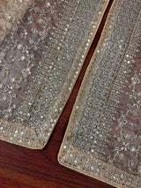 Statement Gold Beige Color Organza Silk Dupatta with Muted Gold Zari, Embroidery and Sequin | Wedding Dupatta | Dupatta for Lehangas