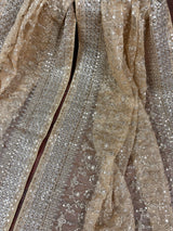 Statement Gold Beige Color Organza Silk Dupatta with Muted Gold Zari, Embroidery and Sequin | Wedding Dupatta | Dupatta for Lehangas