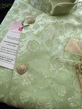 Pista Green Color Jacket Style Kurta with Dhoti for Boys | Soft Satin Silk material | Kids Wear | Boys Ethnic Wear