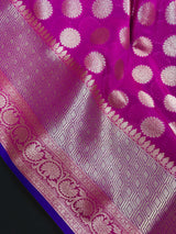 Magenta Pink Color Banarasi Soft Saree | Broad Borders | Gold Zari Weave | Banarasi Silk Sarees