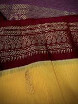 Pale Yellow with Muave Color Cotton Silk Handloom Saree | Venkatagiri Saree | Cotton Silk Sarees