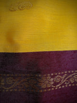 Pale Yellow with Muave Color Cotton Silk Handloom Saree | Venkatagiri Saree | Cotton Silk Sarees