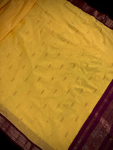 Pale Yellow with Muave Color Cotton Silk Handloom Saree | Venkatagiri Saree | Cotton Silk Sarees