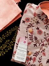 Boys Kurta Pajama with Jacket in Peach Color | Emberiodered Jacket | Fancy Party and Wedding Wear for Boys