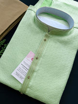 Pista Green Color Men Kurta Pajama in Raw Silk | Self design Kurta with Lining | Mens Kurta Pajama Set