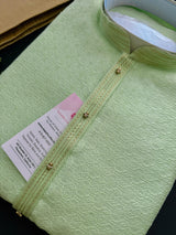 Pista Green Color Men Kurta Pajama in Raw Silk | Self design Kurta with Lining | Mens Kurta Pajama Set