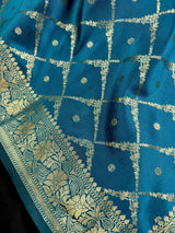Teal Color Banarasi Handloom Semi Soft Silk Saree | Muted Gold Zari Weave | Banarasi Sarees | Teal Color Saree | Party Wear Sarees