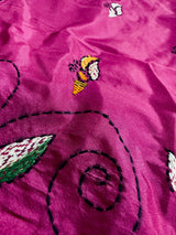 Pink Color Bangalori Silk Saree with Hand Kantha Stitch | Handwoven Kantha Stitch Sarees | Kantha Saress | Bengal Sarees