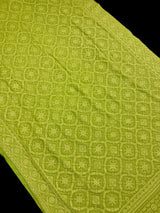 Parrot Green Color Pure Georgette Saree with Chikankari and Sequin | Parrot Green Color Saree | Chikankari Sarees | Party Wear Sarees