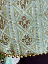 Pastel Sea Blue Color Raw Silk Light Weight Potli Bag | Embroidery and Gotta Patti Work Potli Bags | Bags for Gifts | Wedding Bags