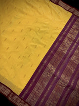 Pale Yellow with Muave Color Cotton Silk Handloom Saree | Venkatagiri Saree | Cotton Silk Sarees
