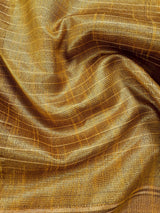 Black and Mustard Yellow Pure Raw Silk Saree with Temple Borders with Checks | Handwoven Saree | SILK MARK CERTIFIED