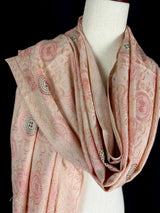 Light Dusy Peach Pink Soft Pashmina Shawls with Intricate Emberiodery | Light Weight Shawl | Kashmiri Pashmina Shawl | Ships from California