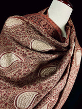 Dark Beige Color Soft Pashmina Shawls with Resham Aari Work | Shawls and Wraps | Kashmiri Pashmina Shawls | Woolen Stolens