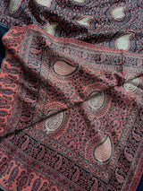 Black Color Soft Pashmina Shawls with Resham Aari Work | Light Weight Shawls | Kashmiri Pashmina Shawls | Ships from California