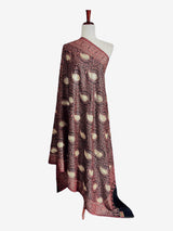 Black Color Soft Pashmina Shawls with Resham Aari Work | Light Weight Shawls | Kashmiri Pashmina Shawls | Ships from California