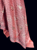 Peach Color Soft Pashmina Shawls with Resham Aari Work | Light Weight Reversable Shawls | Kashmiri Pashmina Shawls | Ships from California