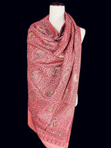 Peach Color Soft Pashmina Shawls with Resham Aari Work | Light Weight Reversable Shawls | Kashmiri Pashmina Shawls | Ships from California