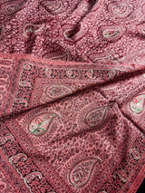 Peach Color Soft Pashmina Shawls with Resham Aari Work | Light Weight Reversable Shawls | Kashmiri Pashmina Shawls | Ships from California