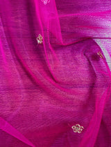 Deep Fuchsia Pink Color Net Dupatta with Zari, Sequin and Beads | Pink Color Dupatta | Sequin Dupatta | Indian Dupatta for Lehanga