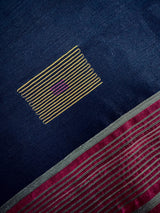 Navy Blue and Purple Color Handloom Cotton Silk Saree with Thread Work | Handloom Sarees | Kaash Collection