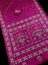 Pink Color Bangalori Silk Saree with Hand Kantha Stitch | Handwoven Kantha Stitch Sarees | Kantha Saress | Embroidered Sarees