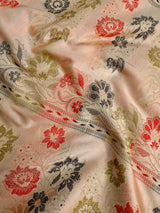 Handmade Deep Pink Color with Cream Color Pallu | Muted Resham Zari Weave with Meenakari Floral Jaal | Light Weight Easy Drape Saree