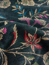 Kashmiri Wool Shawl in Kani Weave traditional Pattern | Cashmere Wrap | Floral Cashmere Stole | Black Color Stole | Wool Shawl for Gift