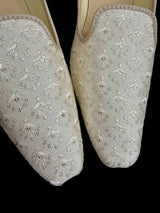 Handmade Men Wedding Shoes in Off White | Mens Shoes for Kurtas | Traditional Mojari Shoes | Indian Ethnic Wedding Footwear for Men