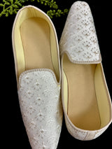Handmade Men Wedding Shoes in Off White | Mens Shoes for Kurtas | Traditional Mojari Shoes | Indian Ethnic Wedding Footwear for Men