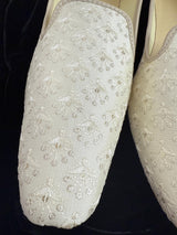 Handmade Men Wedding Shoes in Off White | Mens Shoes for Kurtas | Traditional Mojari Shoes | Indian Ethnic Wedding Footwear for Men