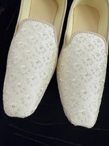 Handmade Men Wedding Shoes in Off White | Mens Shoes for Kurtas | Traditional Mojari Shoes | Indian Ethnic Wedding Footwear for Men