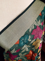 Green Color Benarasi Handwoven Cotton Silk Dupatta with Meenkari and Resham Weaving | Floral Jaal Dupatta | Dupatta for Lehanga Dupatta