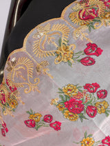 Baby Pink Color Soft Organza Dupatta with Embroidery, Sequin and Zari with Floral Digital Prints | Light Weight Dupatta | Floral Dupattas