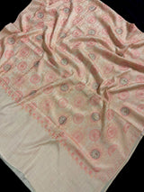 Light Dusy Peach Pink Soft Pashmina Shawls with Intricate Emberiodery | Light Weight Shawl | Kashmiri Pashmina Shawl | Ships from California