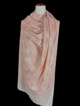 Light Dusy Peach Pink Soft Pashmina Shawls with Intricate Emberiodery | Light Weight Shawl | Kashmiri Pashmina Shawl | Ships from California