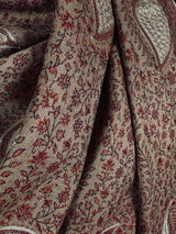 Dark Beige Color Soft Pashmina Shawls with Resham Aari Work | Shawls and Wraps | Kashmiri Pashmina Shawls | Woolen Stolens