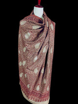 Dark Beige Color Soft Pashmina Shawls with Resham Aari Work | Shawls and Wraps | Kashmiri Pashmina Shawls | Woolen Stolens