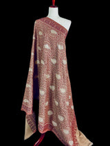 Dark Beige Color Soft Pashmina Shawls with Resham Aari Work | Shawls and Wraps | Kashmiri Pashmina Shawls | Woolen Stolens