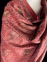 Peach Color Soft Pashmina Shawls with Resham Aari Work | Light Weight Reversable Shawls | Kashmiri Pashmina Shawls | Ships from California
