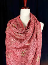 Peach Color Soft Pashmina Shawls with Resham Aari Work | Light Weight Reversable Shawls | Kashmiri Pashmina Shawls | Ships from California