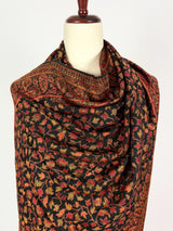 Black Color Viscose Blend Wool Stole Shawl | Chinar Leaves Pattern with Parsley Design | Soft Shawl, Stoles and Wrap | Ships from California