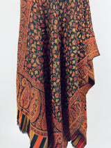 Black Color Viscose Blend Wool Stole Shawl | Chinar Leaves Pattern with Parsley Design | Soft Shawl, Stoles and Wrap | Ships from California