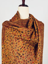 Mustard Yellow Color Viscose Blend Wool Stole Wrap | Chinar Leaves Pattern with Parsley Design | Soft Stole and Wrap | Scraf in Yellow Color