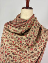 Light Beige Color Viscose Blend Wool Stole Scarf | Chinar Leaves Pattern with Parsley Design | Soft Shawl, Stoles and Wraps