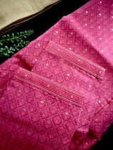 Strawberry Pink Color Soft Raw Silk Men Kurta Pajama Self Design and tiny Zari Weave | Party Wear Men Ethnic Wear | Wedding Wear Kurta